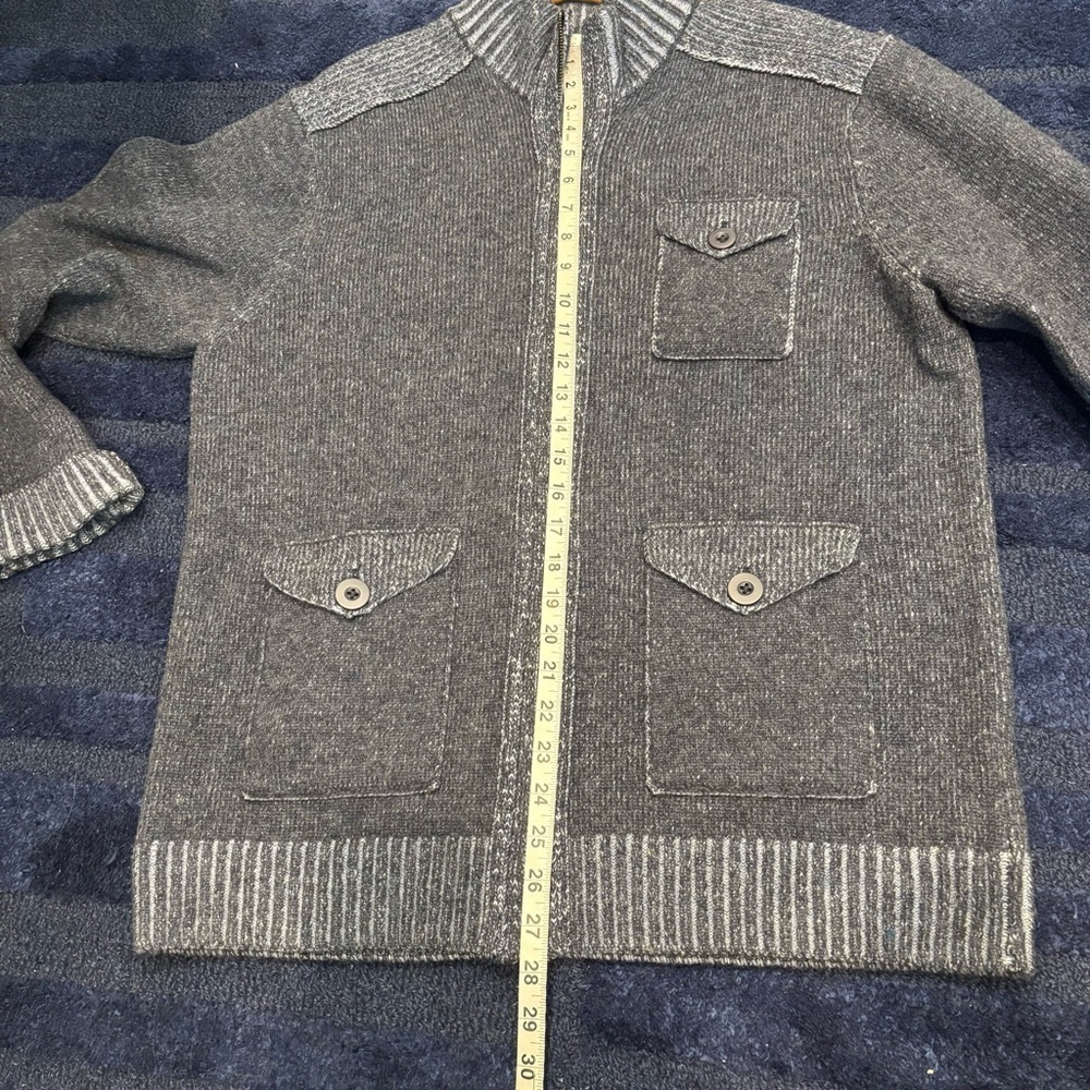 Blue Pronto Uomo XL Wool Zip Front Cardigan Sweater - Picture 10 of 11